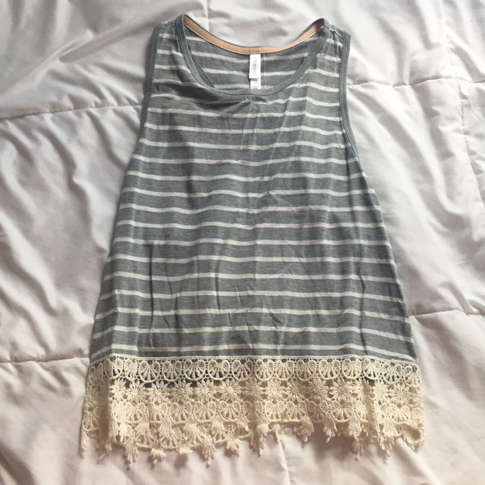 small grey and white stripe tank top